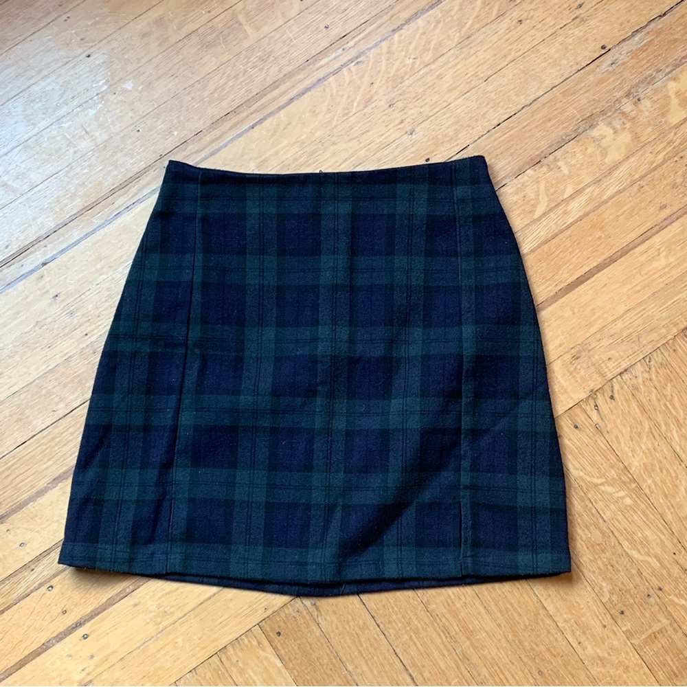 John Galt Green and Blue Plaid Mini Skirt